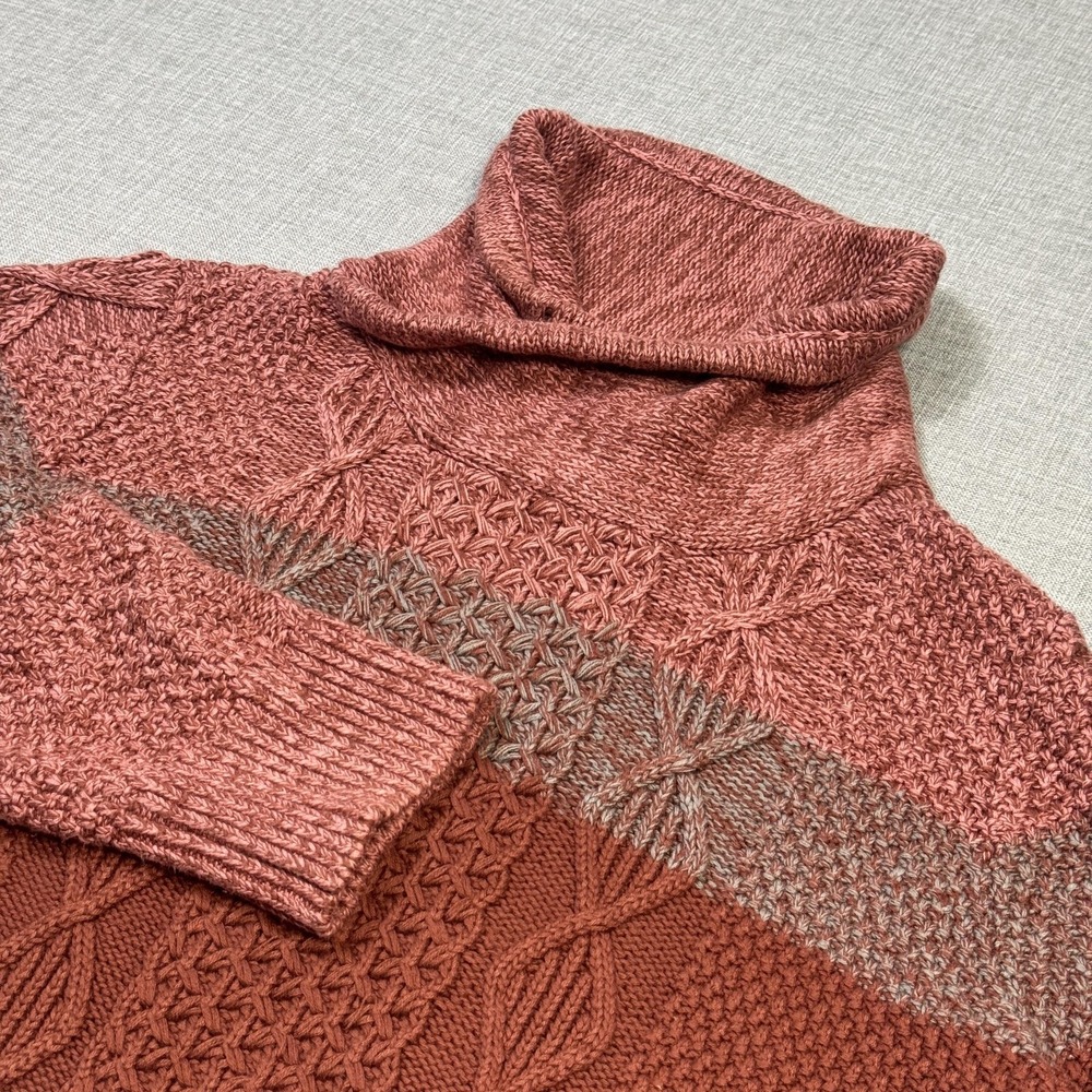 L.L. Bean Signature Cable-Knit Heavyweight Sweater‎ Womens XL Pink Turtleneck